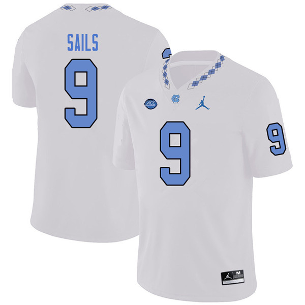 Jordan Brand Men #9 K.J. Sails North Carolina Tar Heels College Football Jerseys Sale-White